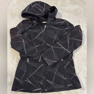 Black Geometric Hooded Jacket